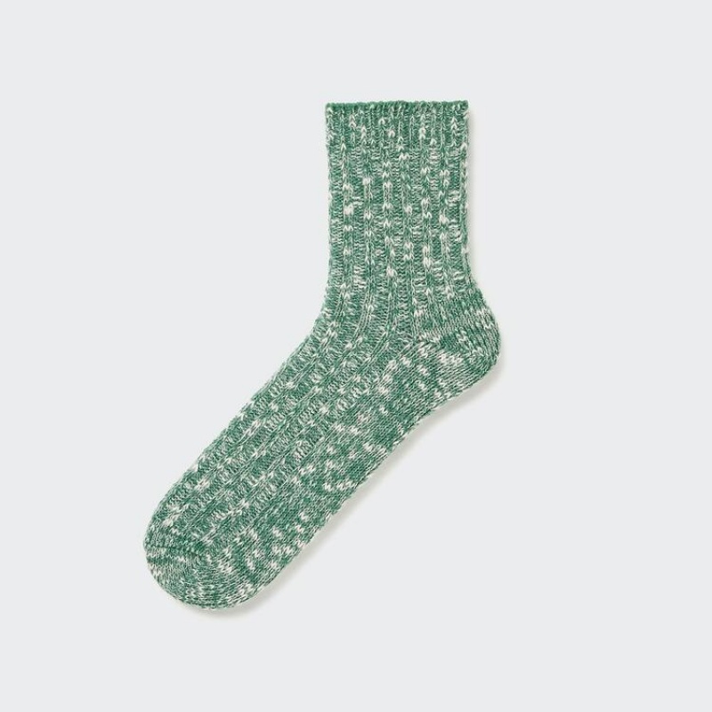 Uniqlo Slub Half Men\'s Socks Green | QAZSKC381