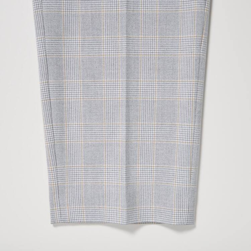 Uniqlo Smart Checked Ankle Length Women's Trousers Light Grey | IYWXHS170