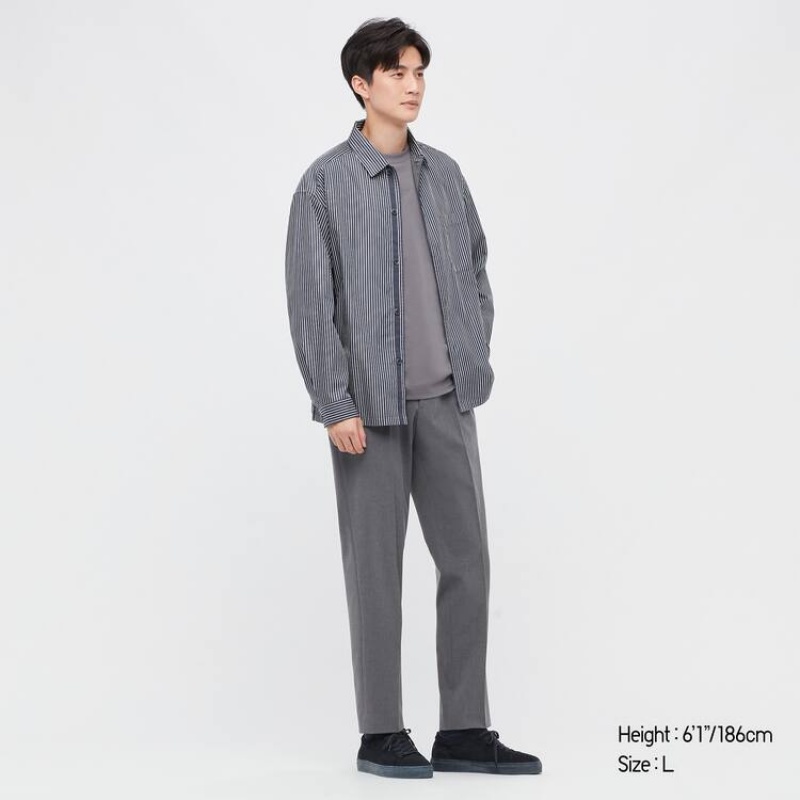 Uniqlo Smart Comfort Ankle Length (Long) Men\'s Trousers Grey | WVFIDX251