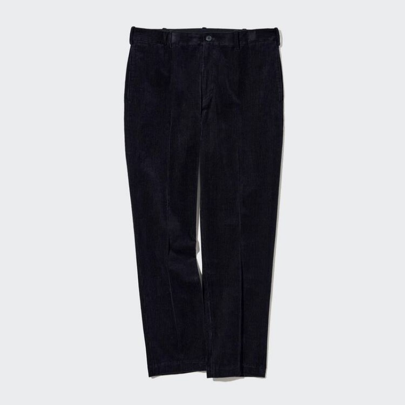 Uniqlo Smart Corduroy Ankle Length (Long) Men\'s Trousers Navy | AKHNEU915