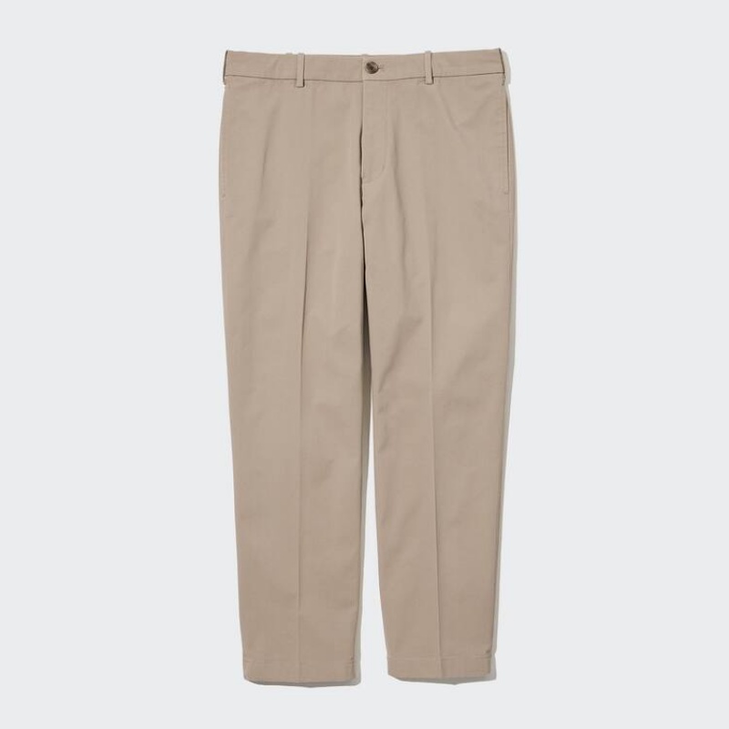 Uniqlo Smart Cotton Ankle Length Men's Trousers Beige | QORKHG248