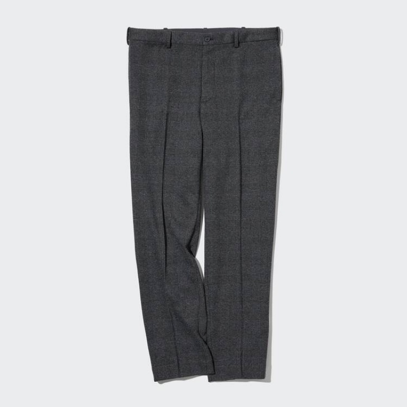 Uniqlo Smart Glen Checked Ankle Length (Long) Men's Trousers Grey | PSXBQO418