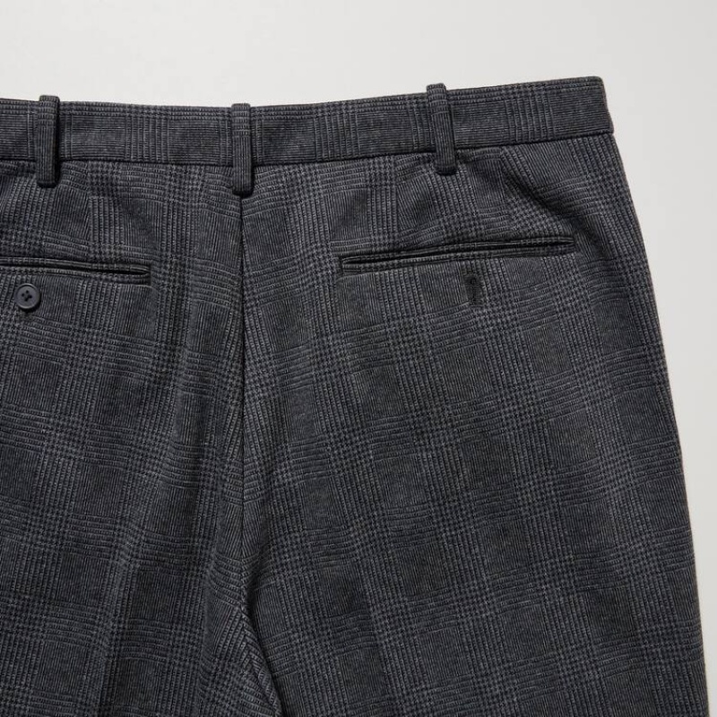 Uniqlo Smart Glen Checked Ankle Length (Long) Men's Trousers Grey | PSXBQO418