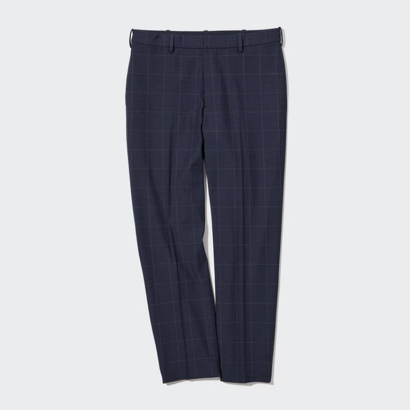 Uniqlo Smart Patterned Ankle Length Men's Trousers Navy | TQHCFN673