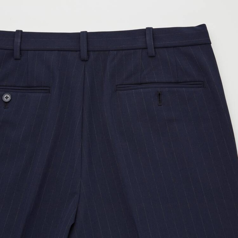 Uniqlo Smart Striped Ankle Length Men's Trousers Blue | RSZBQI465