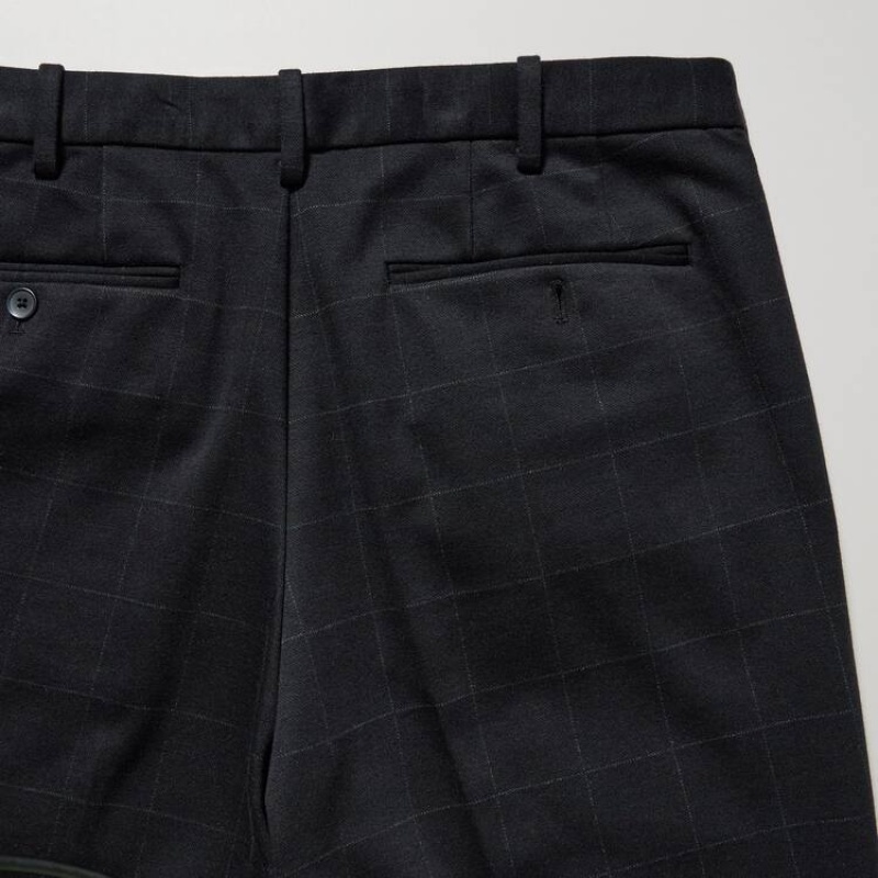 Uniqlo Smart Windowpane Checked Ankle Length Men's Trousers Navy | CFIULB520