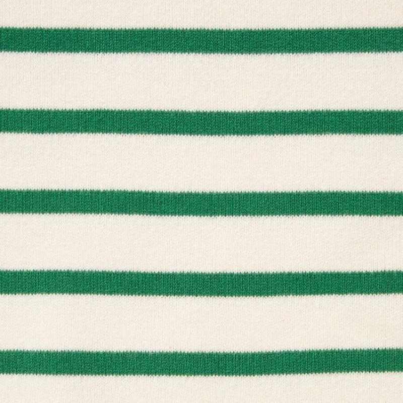 Uniqlo Smooth Cotton Knit Striped Long Sleeved Women's Dress White / Green | CJUZVG683