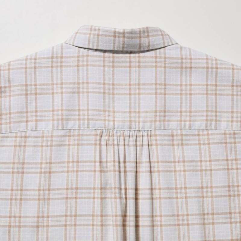 Uniqlo Soft Brushed Checked Long Sleeved Women's Shirts Light Grey | GUCODX936