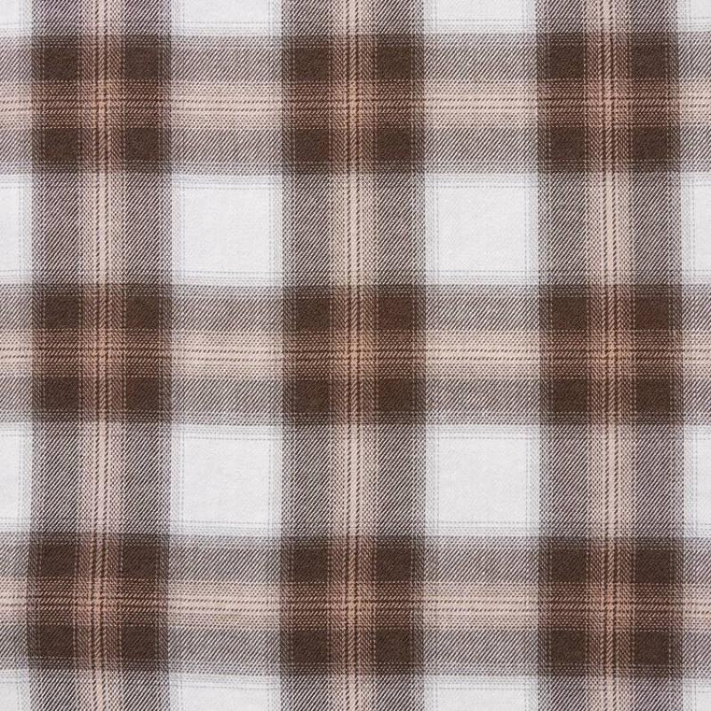 Uniqlo Soft Brushed Checked Long Sleeved Women's Shirts Brown | ACRGFK387