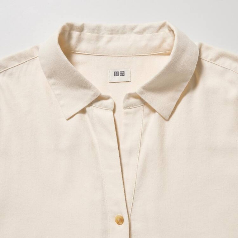 Uniqlo Soft Brushed Long Sleeved Women's Shirts White | LAYHIV187