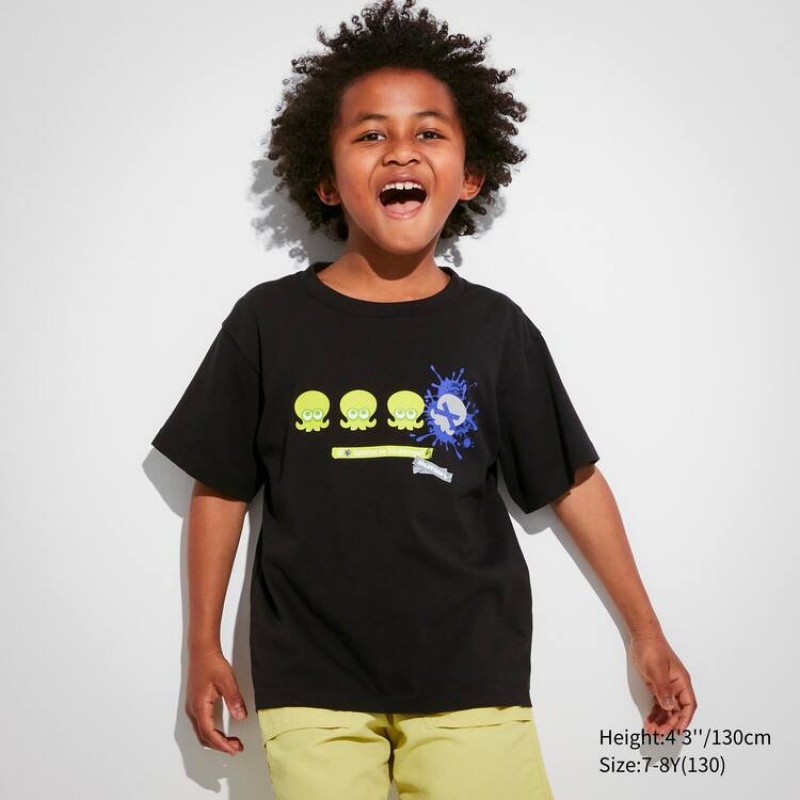 Uniqlo Splatoon 3 Ut Graphic Kids' T Shirts Black | VRLWDU847