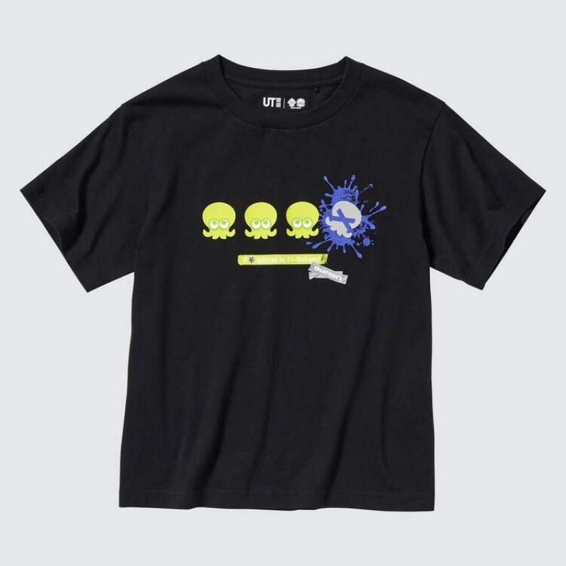 Uniqlo Splatoon 3 Ut Graphic Kids' T Shirts Black | VRLWDU847