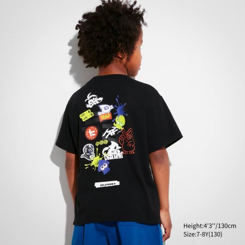 Uniqlo Splatoon 3 Ut Graphic Kids' T Shirts Black | SFERGZ031