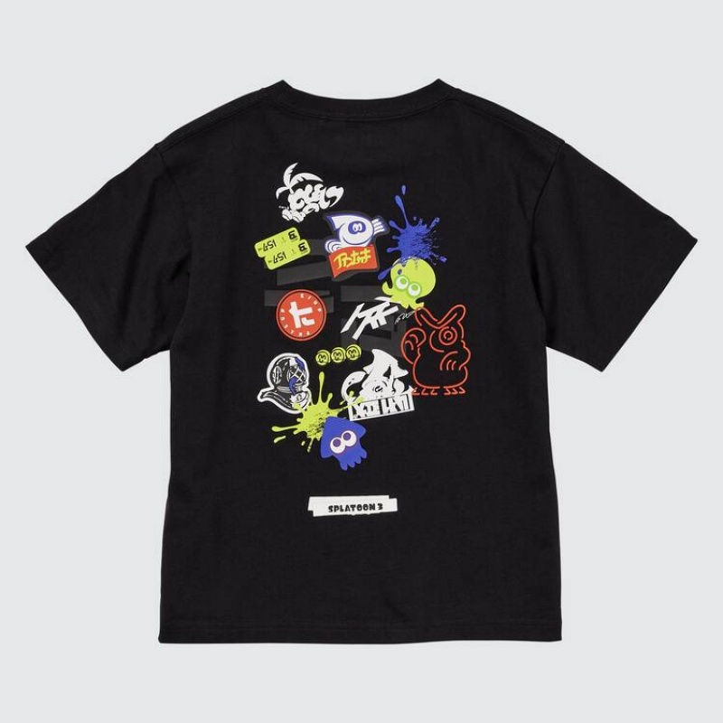 Uniqlo Splatoon 3 Ut Graphic Kids' T Shirts Black | SFERGZ031