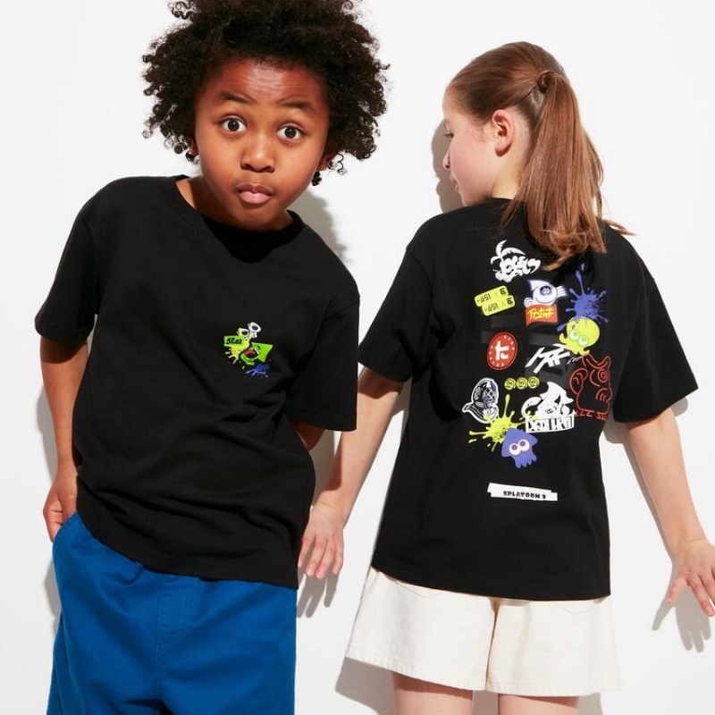 Uniqlo Splatoon 3 Ut Graphic Kids\' T Shirts Black | SFERGZ031