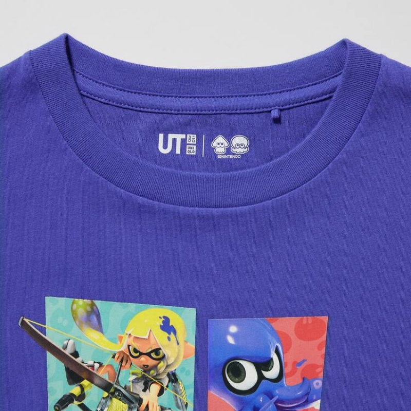 Uniqlo Splatoon 3 Ut Graphic Kids' T Shirts Blue | YUDFCO940