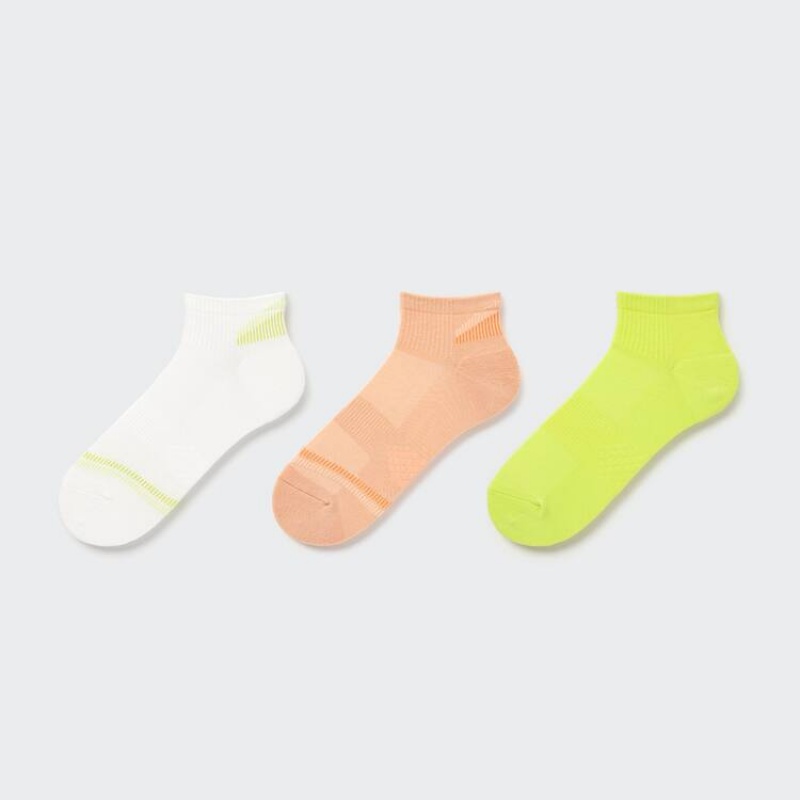 Uniqlo Sports Short (Three Pairs) Women\'s Socks White / Orange / Green | QRCKXS561