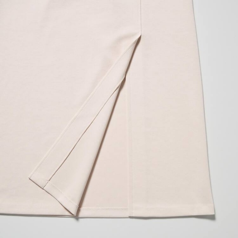 Uniqlo Stretch Double Faced Split Hem Women's Skirts Beige | NIHXWO239