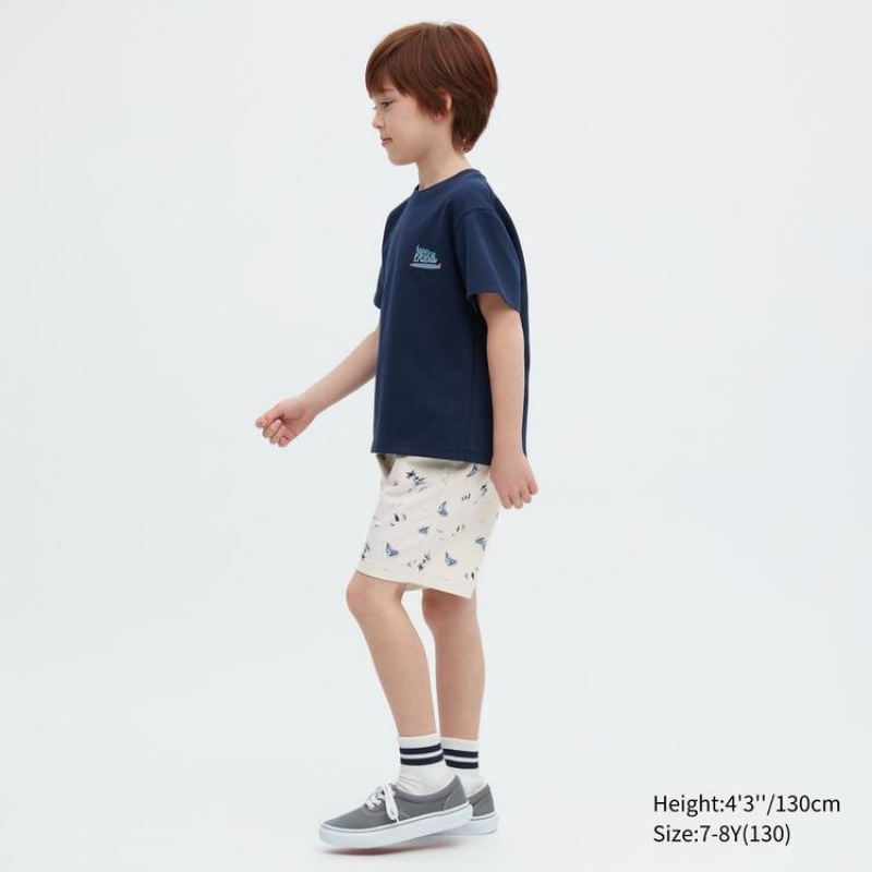 Uniqlo Stretch Printed Easy Kids' Shorts White | VYFSDB671