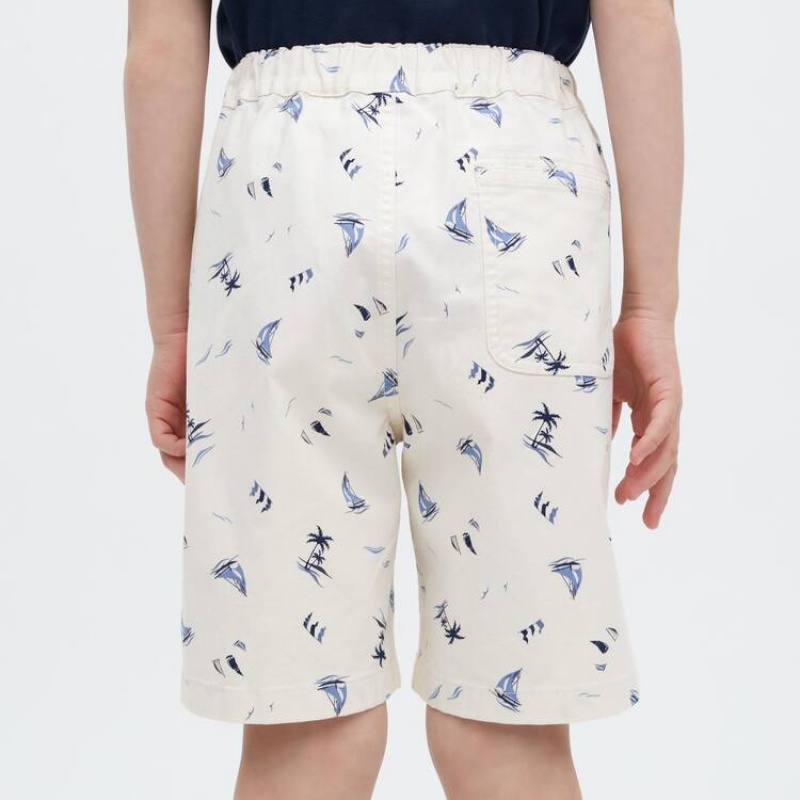 Uniqlo Stretch Printed Easy Kids' Shorts White | VYFSDB671