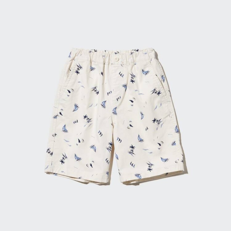 Uniqlo Stretch Printed Easy Kids' Shorts White | VYFSDB671