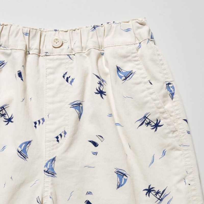 Uniqlo Stretch Printed Easy Kids' Shorts White | VYFSDB671