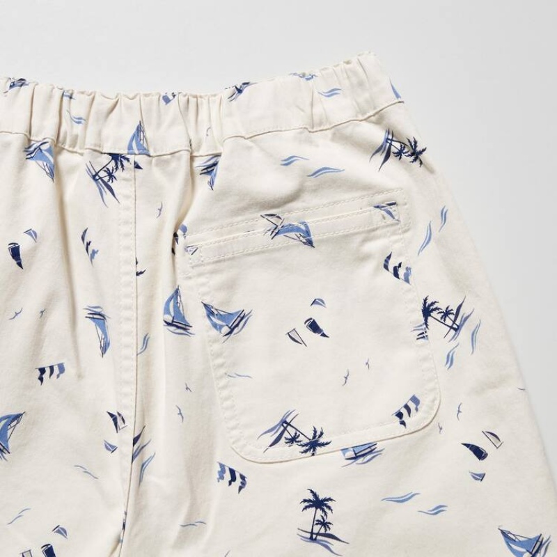 Uniqlo Stretch Printed Easy Kids' Shorts White | VYFSDB671