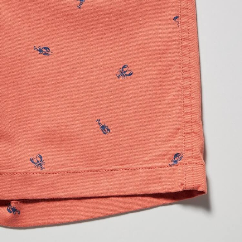 Uniqlo Stretch Printed Easy Kids' Shorts Orange | DGTQLO382