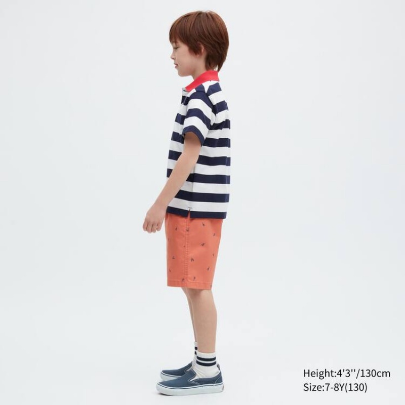 Uniqlo Stretch Printed Easy Kids' Shorts Orange | DGTQLO382