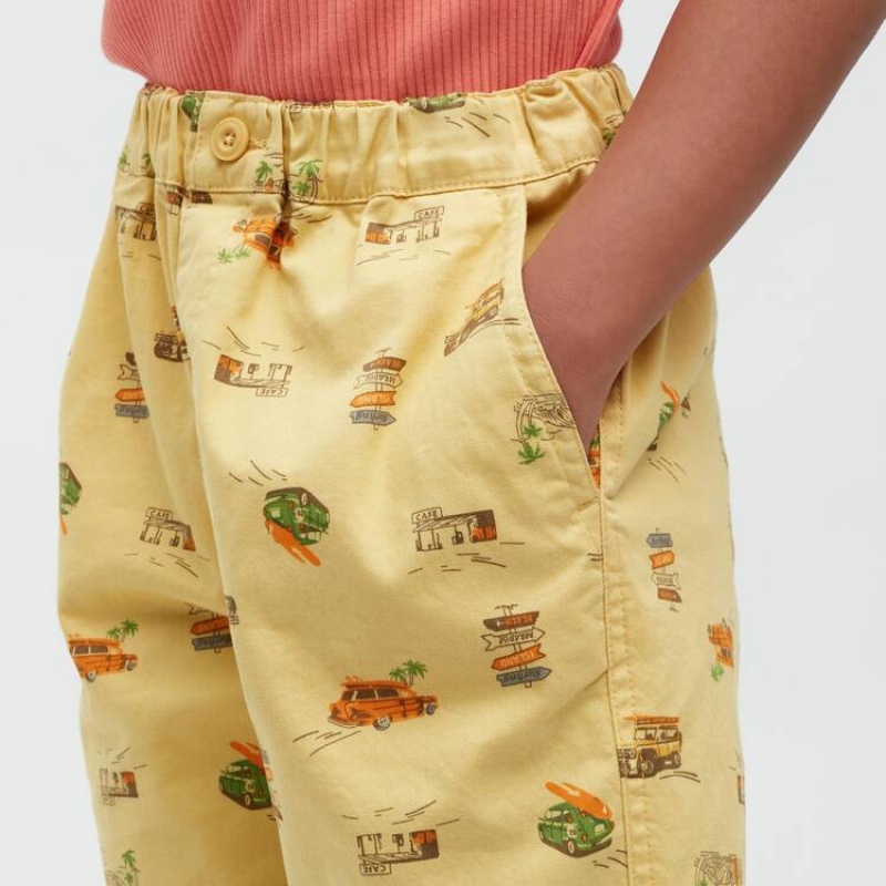 Uniqlo Stretch Printed Easy Kids' Shorts Yellow | NEMJFA596