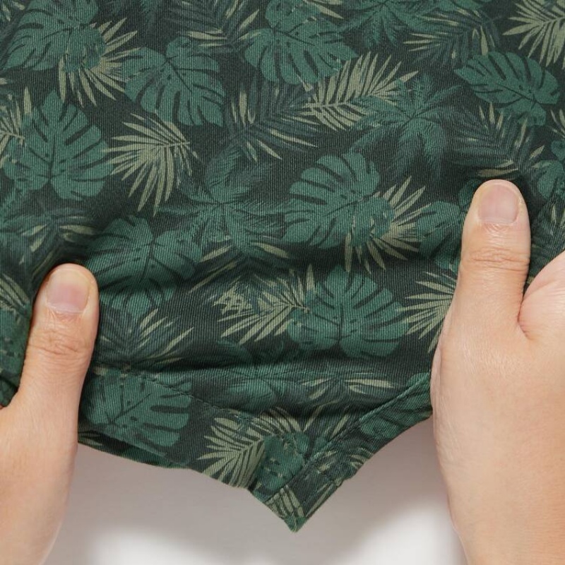 Uniqlo Stretch Printed Easy Kids' Shorts Dark Green | KJZSFO217