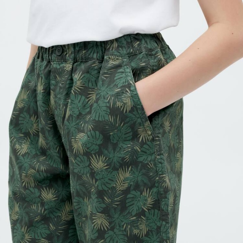 Uniqlo Stretch Printed Easy Kids' Shorts Dark Green | KJZSFO217