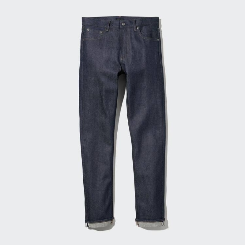 Uniqlo Stretch Selvedge Slim Fit Men's Jeans Navy | CLITAQ975