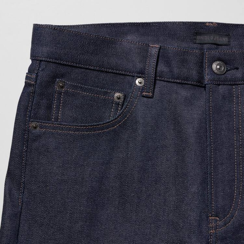 Uniqlo Stretch Selvedge Slim Fit Men's Jeans Navy | CLITAQ975