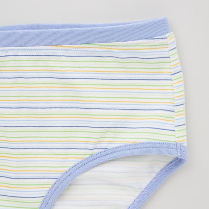 Uniqlo Striped Hiphugger (Three Pairs) Kids' Underwear Blue / Green | JEPVTC468