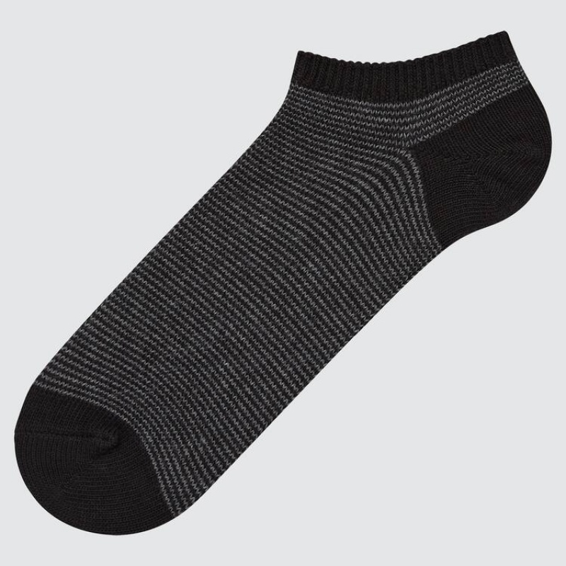 Uniqlo Striped Short Men\'s Socks Black | YHMBRK308