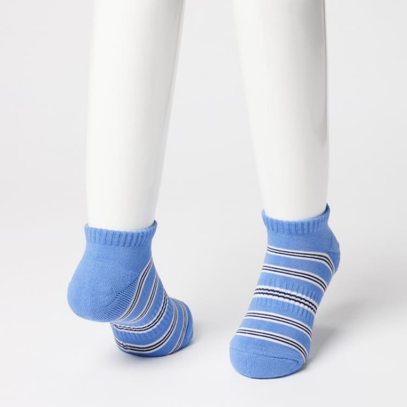 Uniqlo Striped Short (Three Pairs) Kids' Socks Blue / White / Green | OWZFXP872