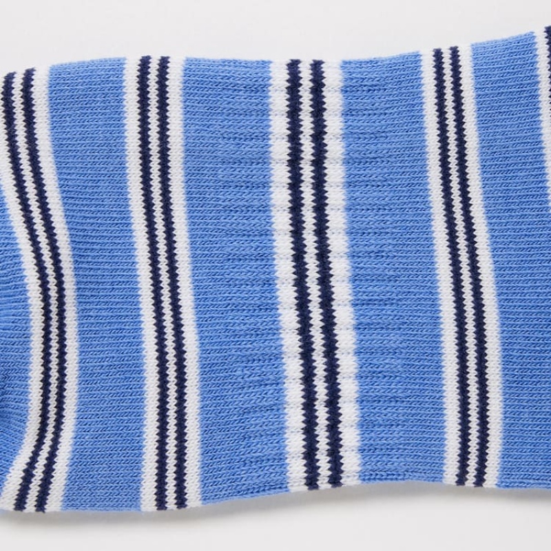 Uniqlo Striped Short (Three Pairs) Kids' Socks Blue / White / Green | OWZFXP872