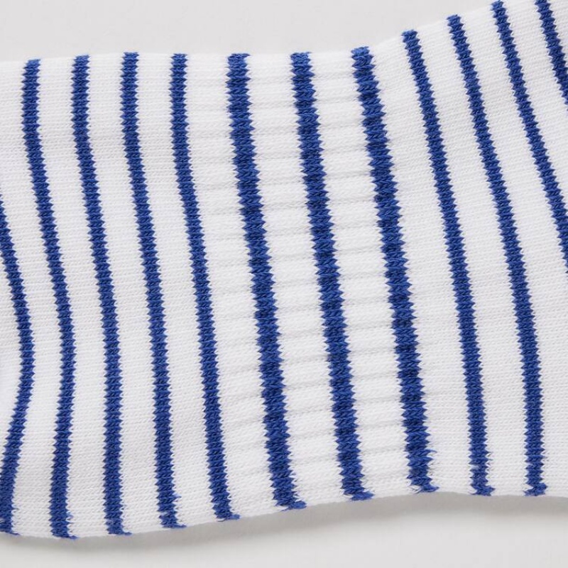 Uniqlo Striped Short (Three Pairs) Kids' Socks Blue / White / Green | OWZFXP872