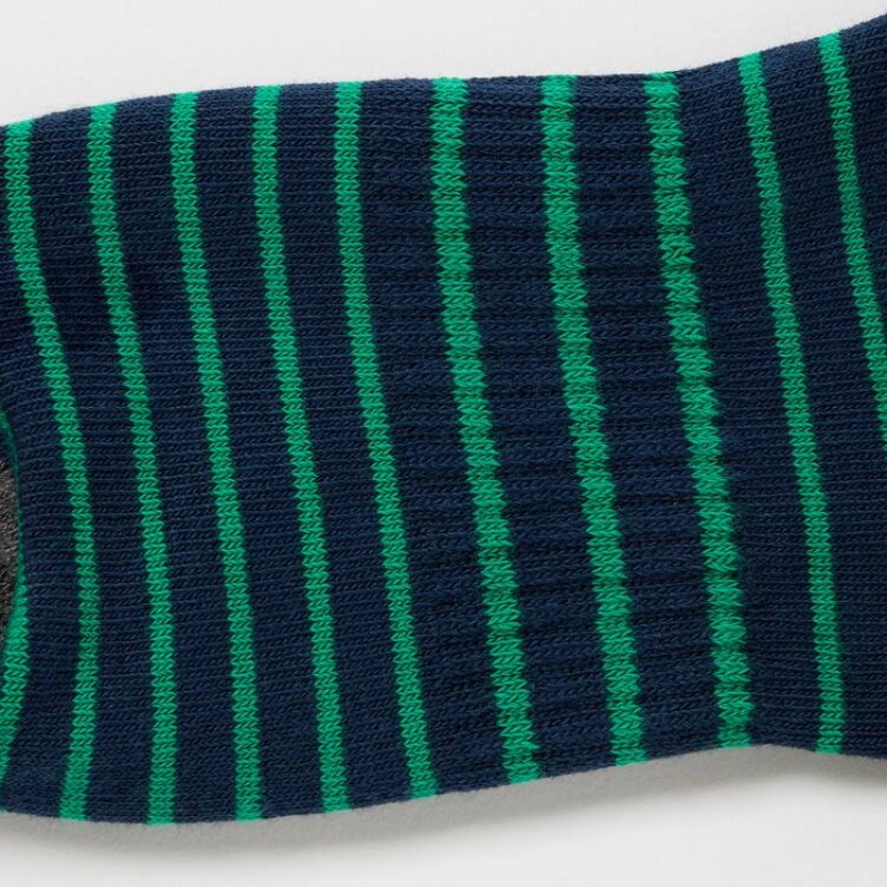 Uniqlo Striped Short (Three Pairs) Kids' Socks Blue / White / Green | OWZFXP872