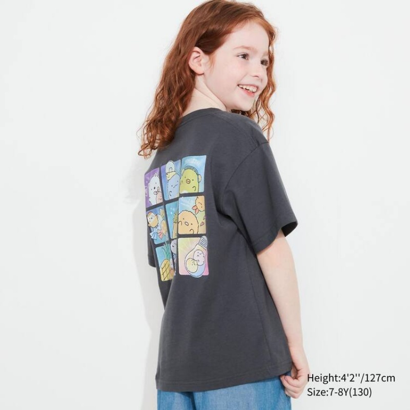 Uniqlo Sumikkogurashi Ut Graphic Kids' T Shirts Dark Grey | ISOQDE697