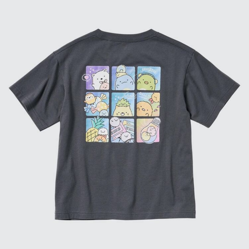 Uniqlo Sumikkogurashi Ut Graphic Kids' T Shirts Dark Grey | ISOQDE697