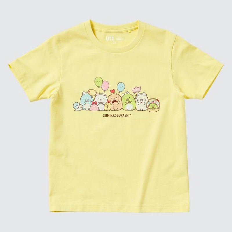 Uniqlo Sumikkogurashi Ut Graphic Kids\' T Shirts Yellow | VDRFTE047