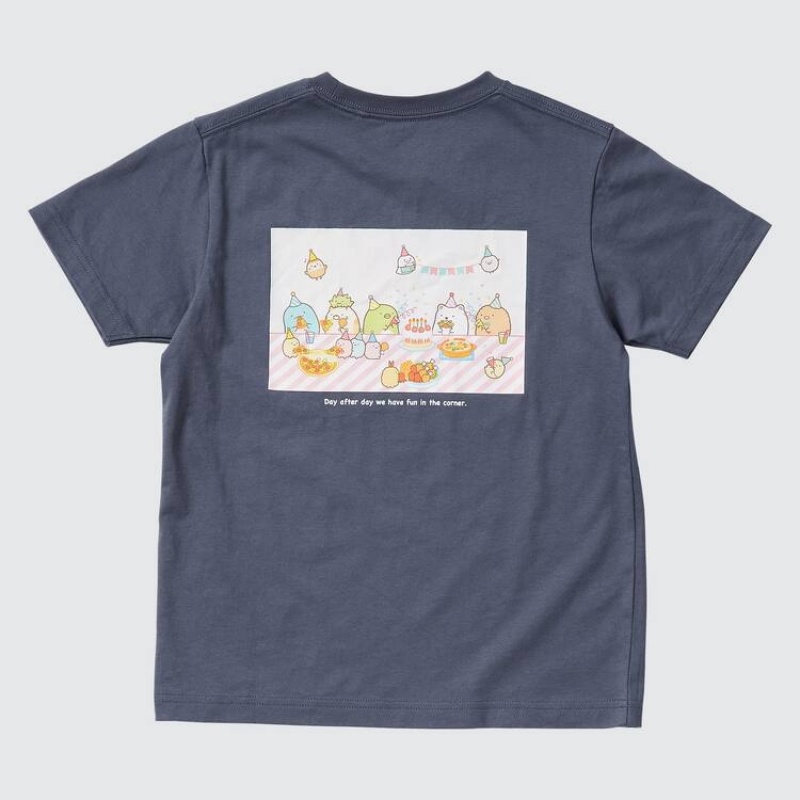 Uniqlo Sumikkogurashi Ut Graphic Kids' T Shirts Blue | CLYOIK396