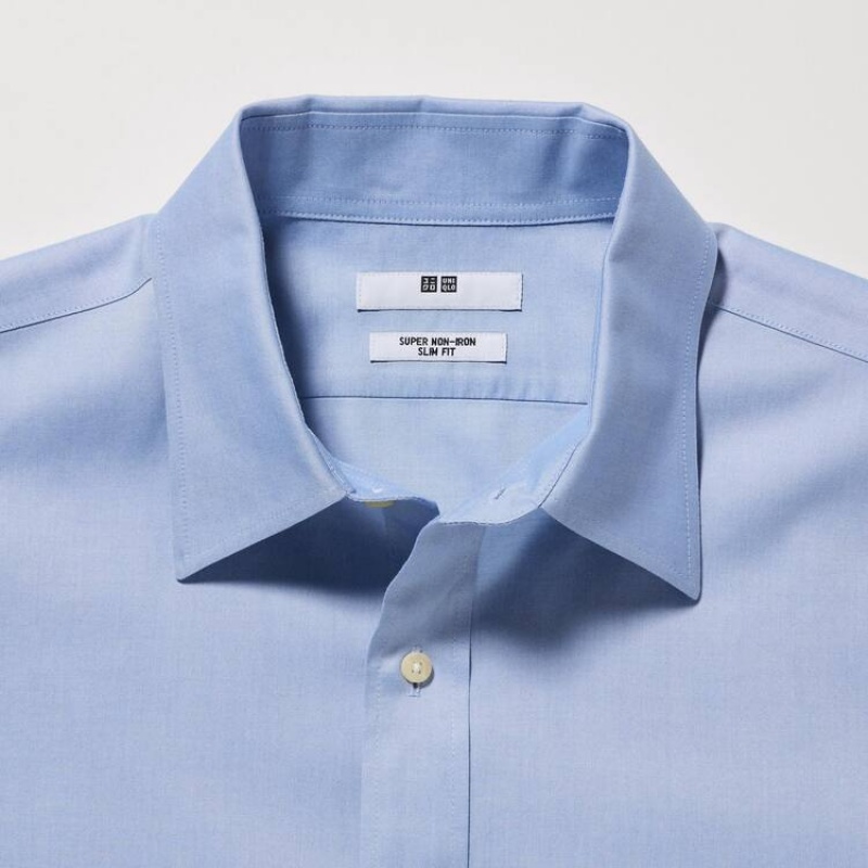 Uniqlo Super Non-iron Slim Fit (2020 Season) Men's Shirts Light Blue | JCSTPF492