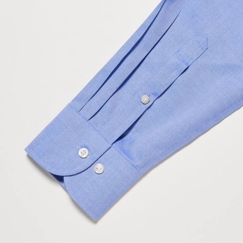 Uniqlo Super Non-iron Slim Fit (Button-down Collar) Men's Shirts Blue | ULFVYG052