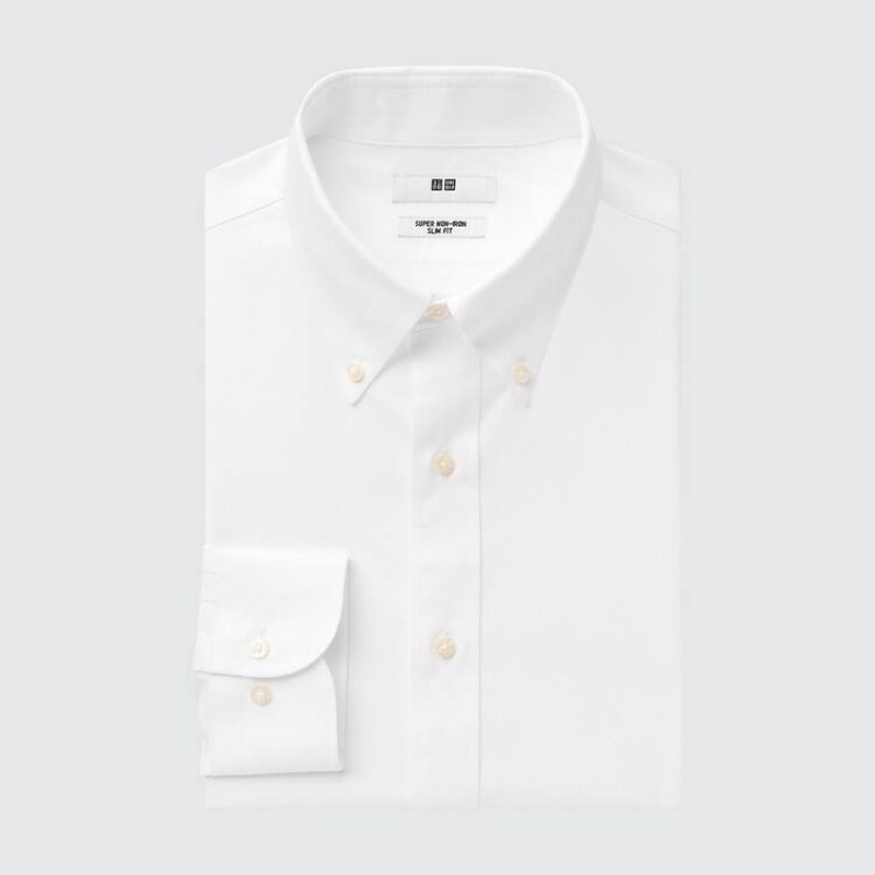 Uniqlo Super Non-iron Slim Fit Men\'s Shirts White | NWLARD391