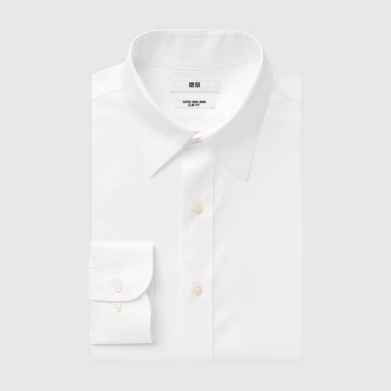 Uniqlo Super Non-iron Slim Fit (Regular Collar) Men\'s Shirts White | GBISMN461