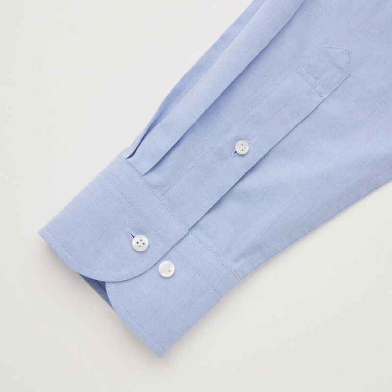 Uniqlo Super Non-iron Slim Fit (Semi-cutaway Collar) Men's Shirts Light Blue | UMQDES256