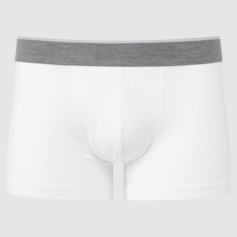 Uniqlo Supima Cotton Low Rise Boxer (2021 Season) Men\'s Underwear White | ADTVMI175